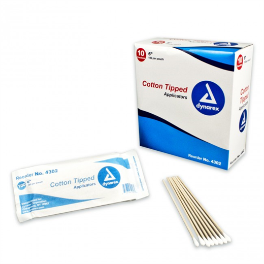Cotton Tipped Wood Applicators, Non-sterile, 6