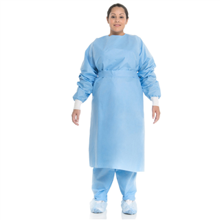 Procedure Gown with Knit Cuffs, Blue, Large, Tie Waist, Full Back, 10/BG 6BG/CS